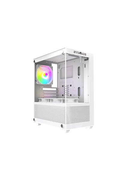 Strong Berry Beyaz 3x 120mm ARGB Fanlı mATX Akvaryum Gaming Bilgisayar Kasası Powersız