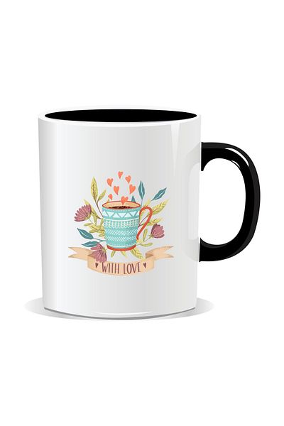 OEM Personalized coffee mug, Coffee with love - Black interior
