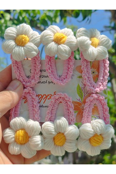 ELYTA Amigurumi Snap Buckle Hand-Knitted Daisy Detailed (6 Pcs)