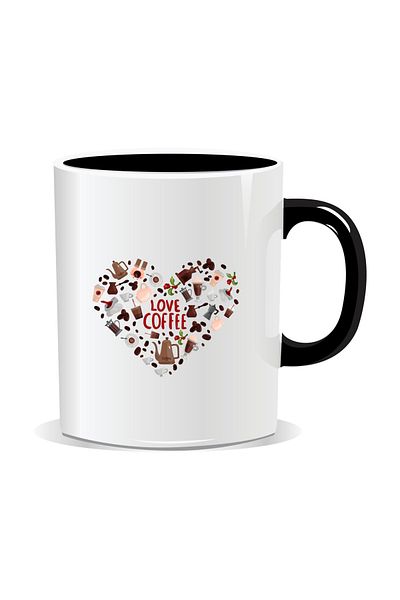 OEM Personalized coffee mug, Love coffee - Black interior