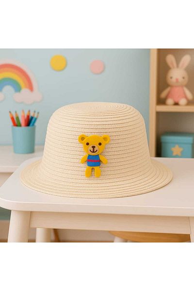 gigigiyim Teddy Bear Patterned Boy's Straw Hat
