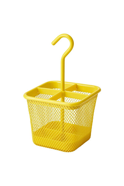 IKEA QUALİTY Askılı Küçük Boy 12x12 Cm Metal Bölmeli Çatal Bıçaklık Sarı Renk