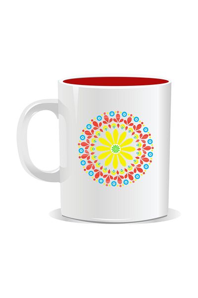 OEM Personalized mug with mandala, Mandala gsum - Red interior