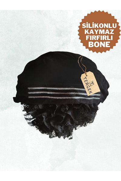 Tergek Ruffled Non-Slip Front Seamless Silicone Black Bonnet Lycra Inner Bun Hijab Ready Headscarf