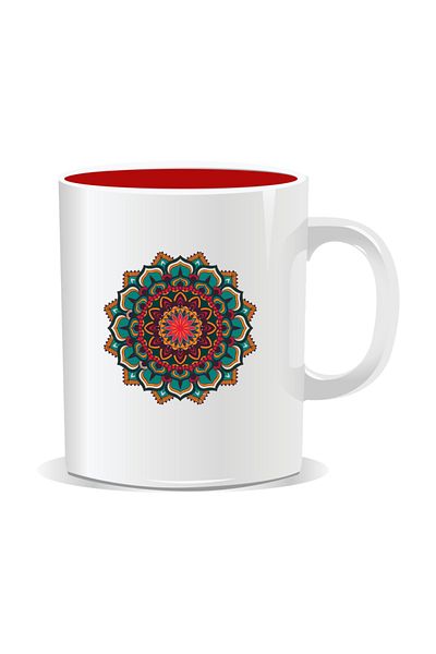 OEM Personalized mug with mandala, Mandala bzhi - Red interior