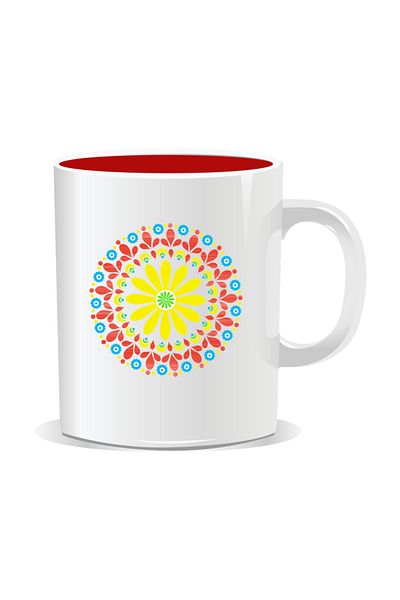 OEM Personalized mug with mandala, Mandala gsum - Red interior
