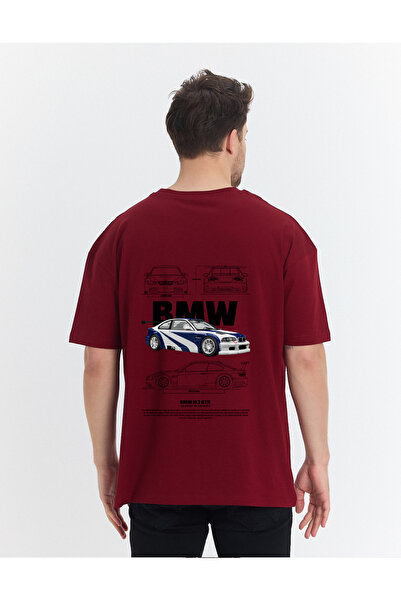 Windy Island Masculin guler rotund BMW Car Back cu imprimeu supradimensionat ...