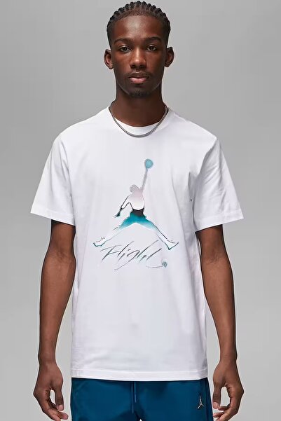 Nike تي شيرت رياضي أبيض للرجال من Air Jordan MJ Brand Graphic Crew