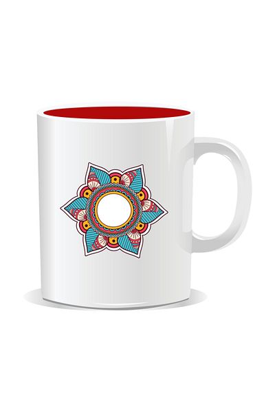 OEM Personalized mug with mandala, Mandala bdun - Red interior