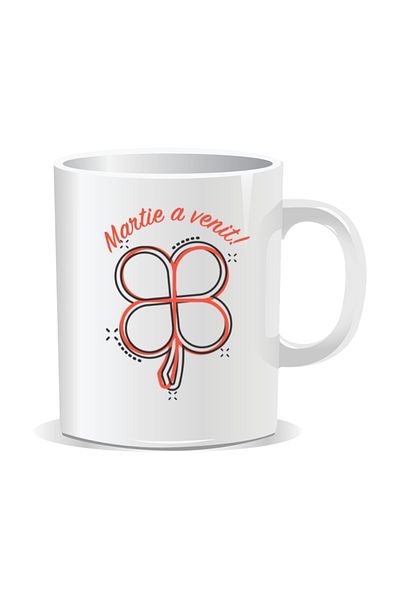 OEM Personalized mug with March 1st message, March has come, clover - White interior
