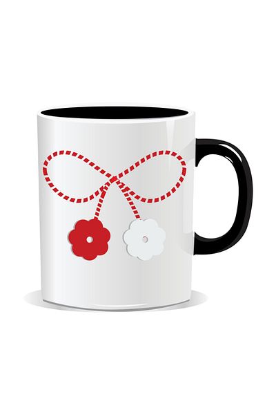 OEM Personalized mug with March 1st message, Flower string - Black interior