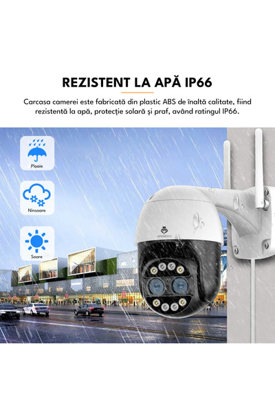 Spionescu Cameră de supraveghere, WiFi, 8MP, 4K, zoom digital 8x, detectare umană prin inteligență artificială, vedere nocturnă
