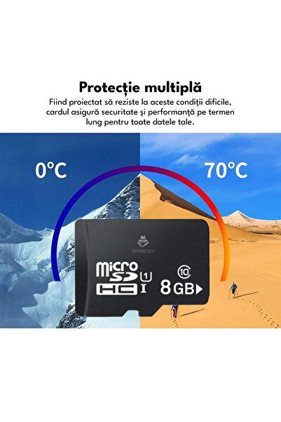 Spionescu MicroSD memory card, 8 GB, Class 10, for phone, surveillance camera, camera, IPX6 waterproof