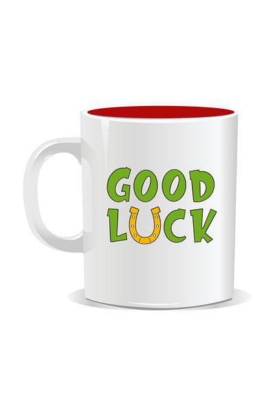 OEM Personalized mug with March 1st message, Good Luck - Red interior
