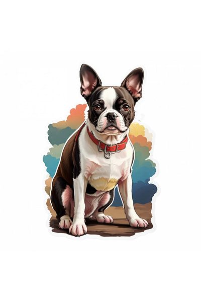 INOVATIX Set de 8 piese, autocolant pentru câini Boston terrier, INOVATIX®. 6 cm