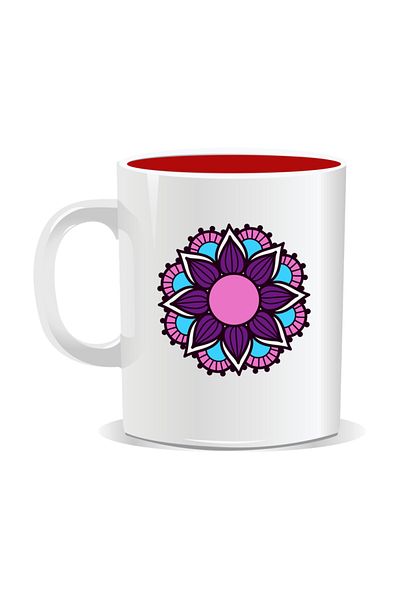 OEM Personalized mug with mandala, close Mandala - Red interior