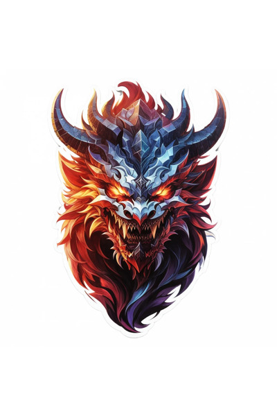 INOVATIX Set de 8 piese, autocolant cap de demon cu colți, INOVATIX®. 6 cm