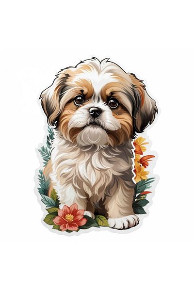 INOVATIX Set de 8 piese, autocolant câine Shih Tzu, INOVATIX®. 6 cm
