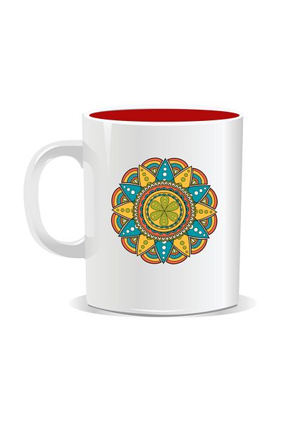 OEM Personalized mug with mandala, Mandala gnyis - Red interior