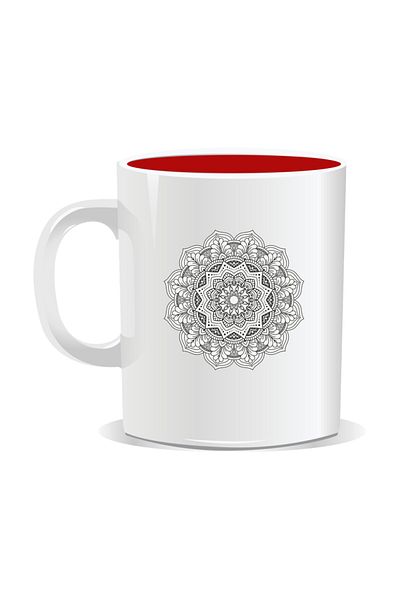 OEM Personalized mug with mandala, Mandala bco brgyad - Red interior