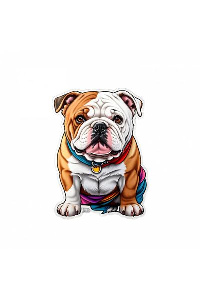 INOVATIX Set de 8 piese, autocolant câine buldog cu medalion, INOVATIX®. 6 cm