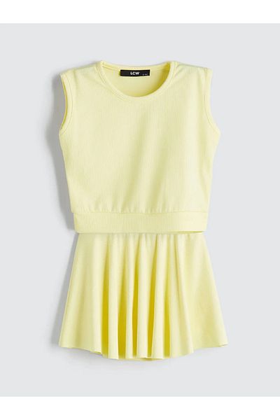 LC Waikiki Lcw Kids Sari Crew Neck Girls' Tank Top and Skirt