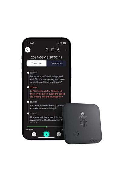 Spionescu Înregistrator vocal inteligent cu inteligență artificială de 64 GB, transcriere automată și rezumate ChatGPT, suportă 100 de limbi