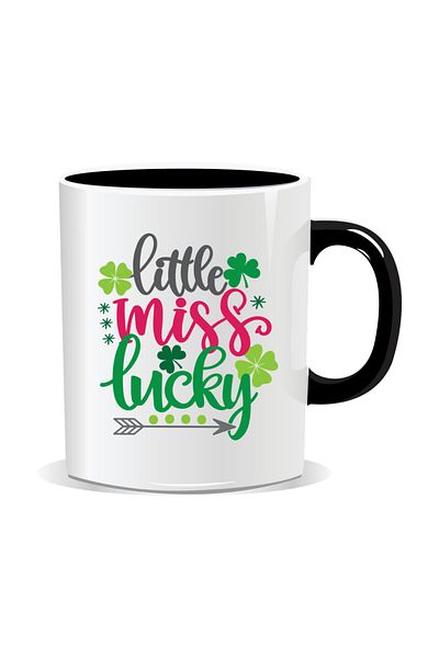 OEM Personalized mug with March 1st message, Little Miss Lucky - Black interior