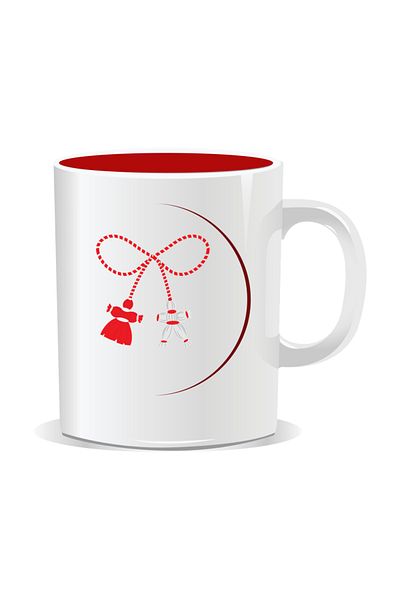 OEM Personalized mug with March 1st message, Semicircle string - Red interior
