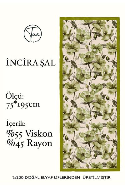TUA İPEK Organic Viscose Silk İnci̇ra Shal - Floral Pattern
