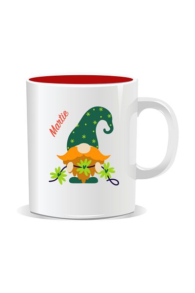 OEM Personalized mug with March 1st message, March with dwarf - Red interior