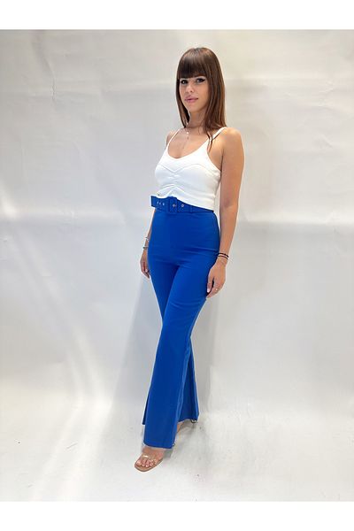 IFASTFASHION Women's high-waisted flared pants with included belt - elegant cut