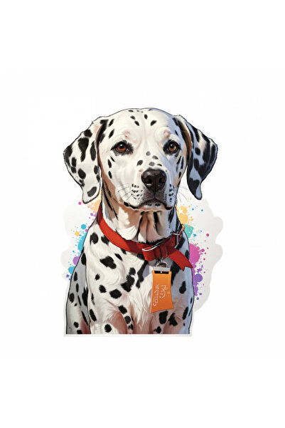 INOVATIX Set de 8 piese, autocolant câine dalmațian cu fundă, INOVATIX®. 6 cm