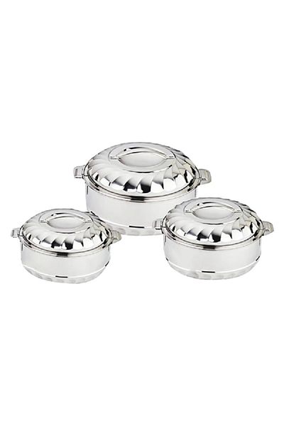 Bien Servi Stainless Steel Elegant Round Food Warmer Set with Lids Silver
