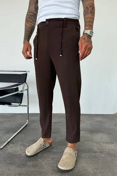 MADZEYMODA Ανδρικό υφασμάτινο παντελόνι σε καφέ χρώμα KE-1046