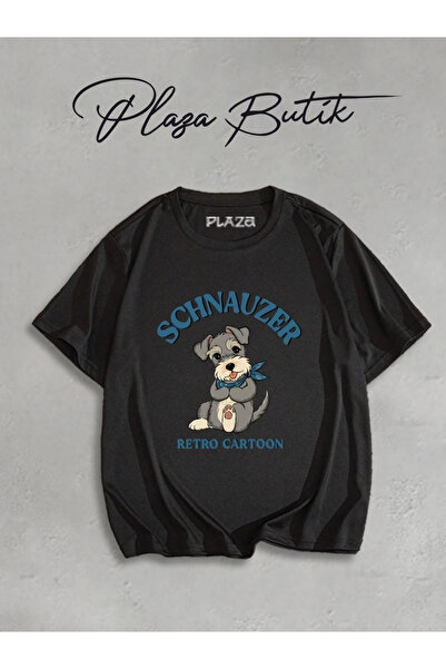 Plaza Butik Γυναικείο/Ανδρικό μπλουζάκι με στάμπα Schnauzer Oversize