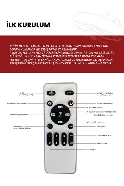 DİJİTA Tavan Vantilatör ve Led Lamba FN-990