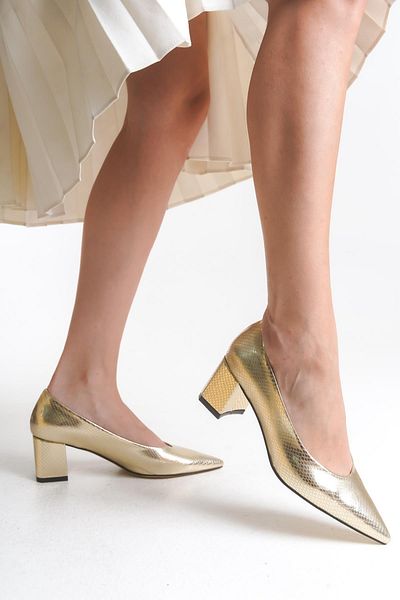 Niloshka Pantofi stiletto metalic MERYLIN Gold Snake
