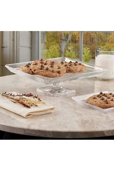 ALİNA HOME Glass Pastry/Slide Stand with Legs