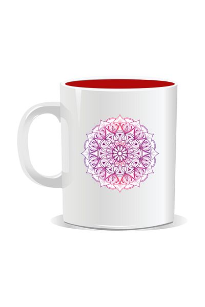 OEM Personalized mug with mandala, Mandala dgur pa - Red interior
