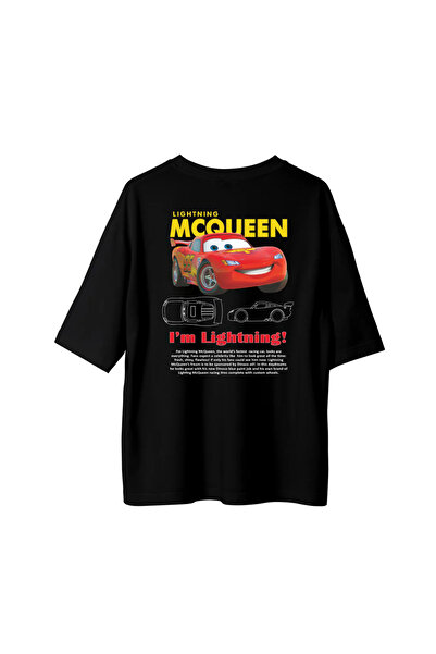 Koklonmoda Büyük Beden Unisex Şimşek McQueen Baskılı Oversize T-Shirt