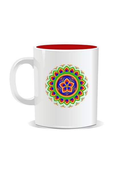 OEM Personalized mug with mandala, Mandala bcu - Red interior