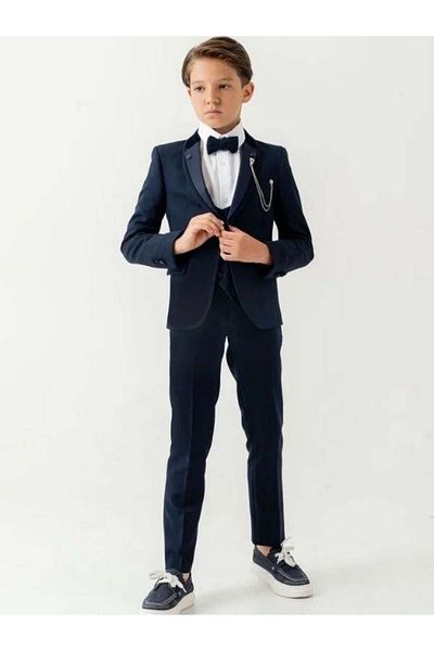 Zekids Boy's Double Collar Pin Detailed 5 Piece Suit