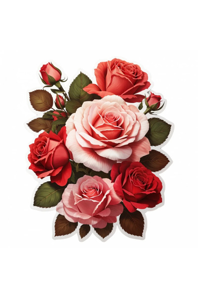 INOVATIX Set de 8 bucăți, autocolant Buchet de trandafiri, INOVATIX®. 6 cm