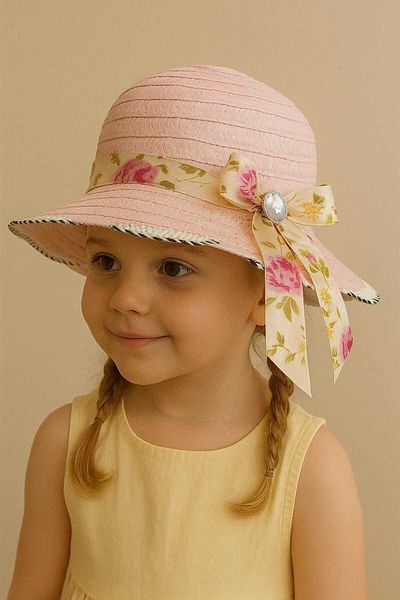 gigigiyim Ribbon Patterned Girl's Straw Hat