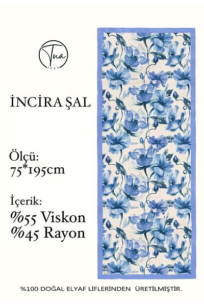 TUA İPEK Organic Viscose Silk İnci̇ra Shal - Floral Pattern