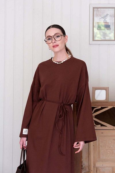 Ceylan Otantik Bitter Brown Single Jersey Basic Dress