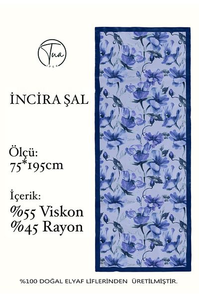 TUA İPEK Organic Viscose Silk İnci̇ra Shal - Floral Pattern