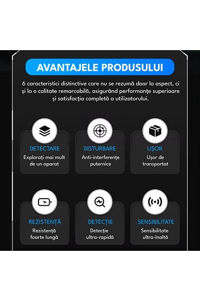 Spionescu Detector profesional anti-spionaj, K68S, camere, microfoane, localizatoare GPS/GSM, autonomie a bateriei de 35 de ore
