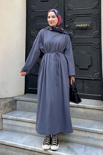 Ceylan Otantik Anthracite Single Jersey Basic Dress